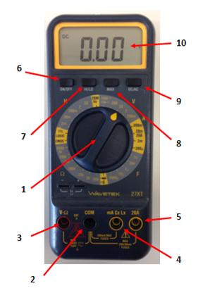 CAUTION: The meter is particularly sensitive (and prone to blowing a fuse) when using the 200 ma Input jack (see 4 in the key of Figure 3).