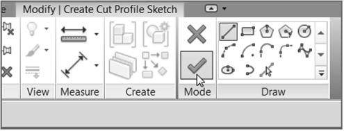 Ed iting Wall Joins 89 9. W hat you see here is called Sketch Mode. Because you ve finished sketching the cut profile, click Finish Edit Mode, as you can see in Figure 2.6 3. F igure 2.