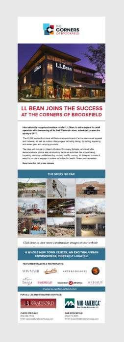 THE CORNERS OF BROOKFIELD Our direct promotion PRE Launch Email and PR Campaign The pre-launch marketing campaign combines effective local and national PR and targeted emailers focusing on build