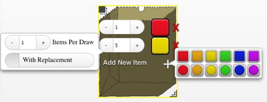 Choose with or without replacement. Choose the number of items to draw.
