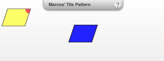 INT2 1.3.1: Marcos' Tile Pattern (CPM) Tessellate the parallelograms by sliding them up, down, or sideways. Double click the yellow parallelogram to rotate.