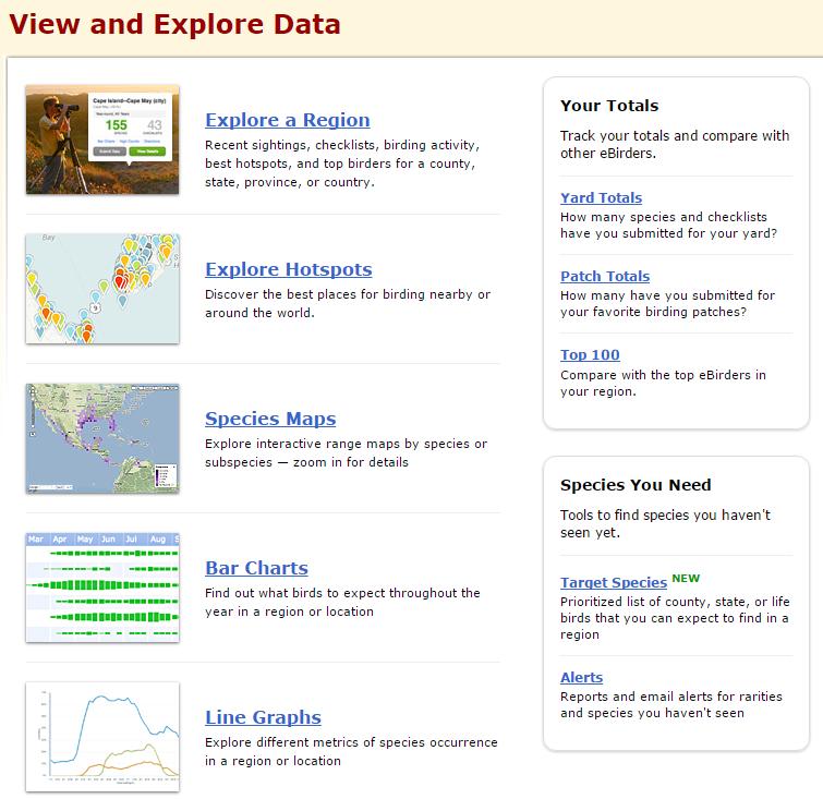 Figure 7: The View and Explore data page In the bar chart (Figure 8) you can click on any of the species to bring up more details about them at the location you specified when you created the bar