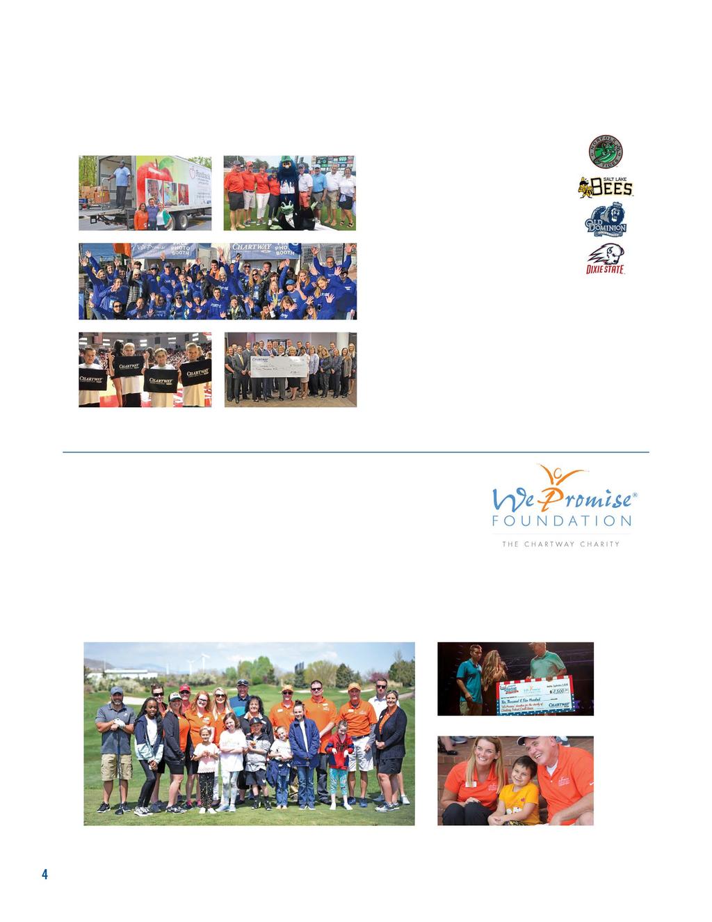 COMMUNITY COMMITMENT EVENTS, SPONSORSHIPS AND OTHER PROGRAMS AMERICAN MUSIC FESTIVAL CHARTWAY HALF MARATHON AND WE PROMISE FOUNDATION 5K NORFOLK TIDES BASEBALL SALT LAKE BEES BASEBALL OLD DOMINION