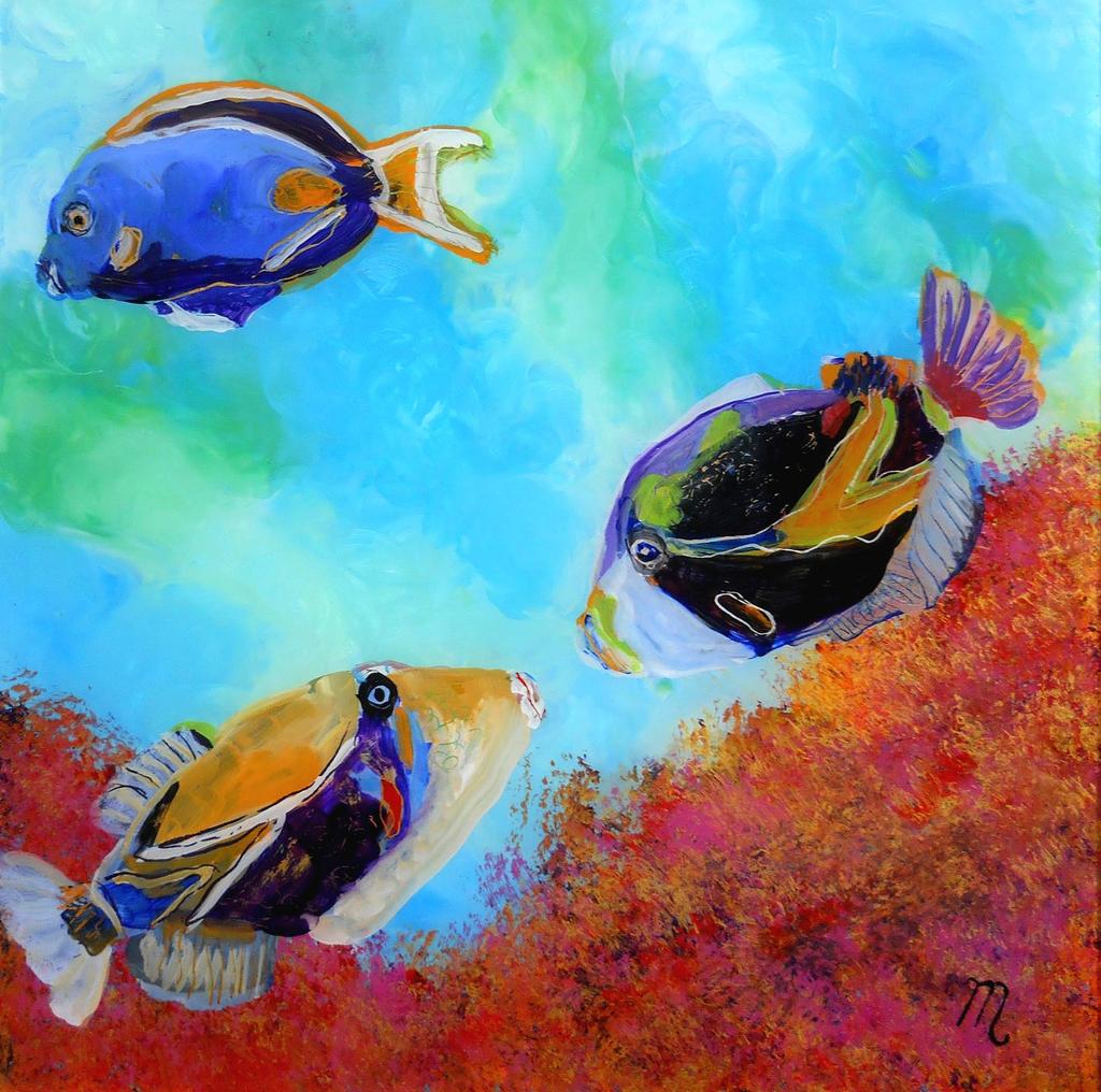MT: In my recent series of underwater paintings, I use a Hawaiian Tropical Fish 4, by Marionette.