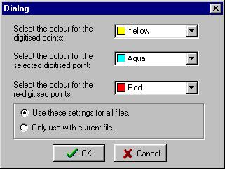 Chapter 3 Digitising Data Setting point colours Under the Preferences menu you have the option of changing the colours that are used to display the points as you digitise the stick figure.