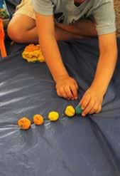 Have your child continue the pattern with the play dough balls. You can also make patterns by size, or shape (play dough formations).