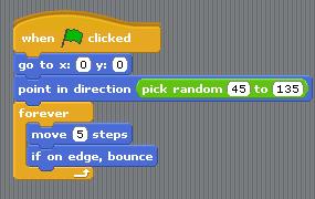 Testthe ball uses random directions by starting and stopping the game