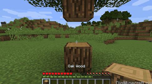 In Survival mode, the block of wood