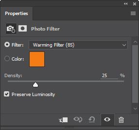 To use a photo filter in an adjustment layer: 1. Open an image in Photoshop. 2. Choose Layer > New Adjustment Layer > Photo Filter. The New Layer dialog box appears. 3. Click OK.
