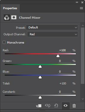 In practice, this filter is often used to modify black-andwhite images. You can also choose from a set of Channel Mixer presets.