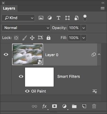 example, if you wanted to apply the Oil Paint filter as a Smart Filter, at this point you could choose Filter > Stylize > Oil Paint from the menu.