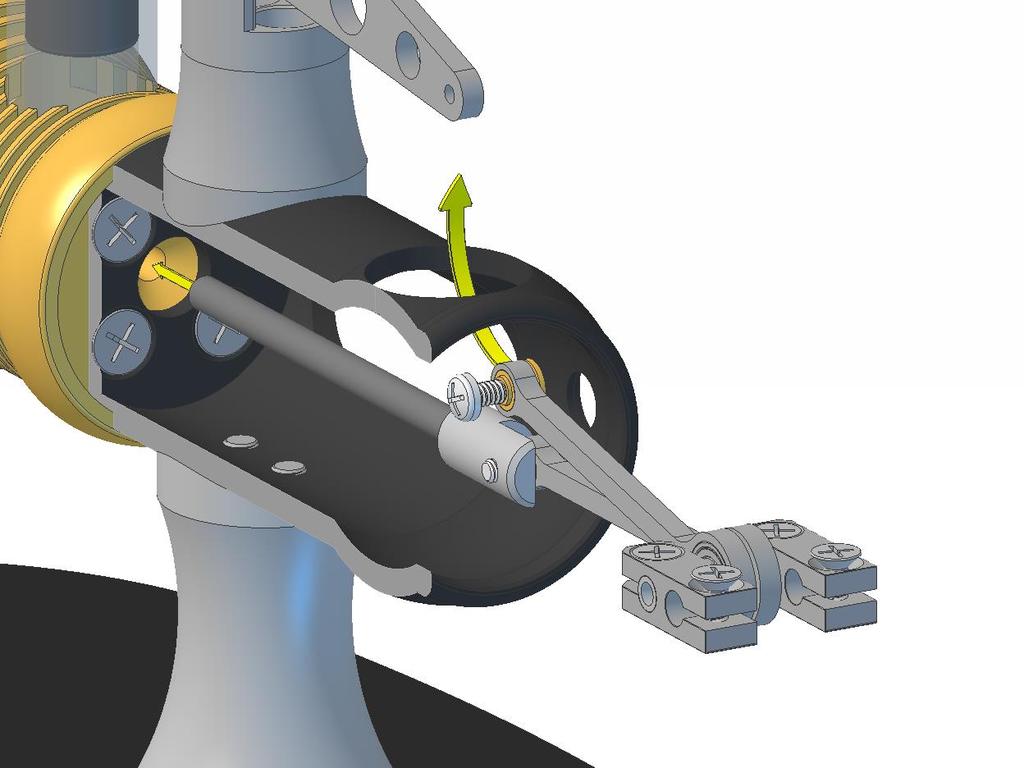Align the cranks and conrods as shown in the diagram and slide the displacer stem all the way into the hole in the middle of the fin block, it