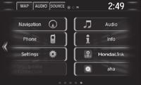 Navigation Display and Controls Touch icons on the