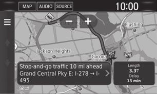 Select the magnifying glass (search) icon to display a full list of traffic delays.