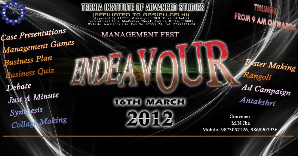 8 Mar 2012 Endeavour - A Management Fest niz.