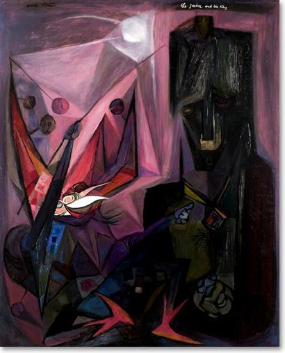Cahén's dark, expressionist paintings of the late 1940s, often on religious