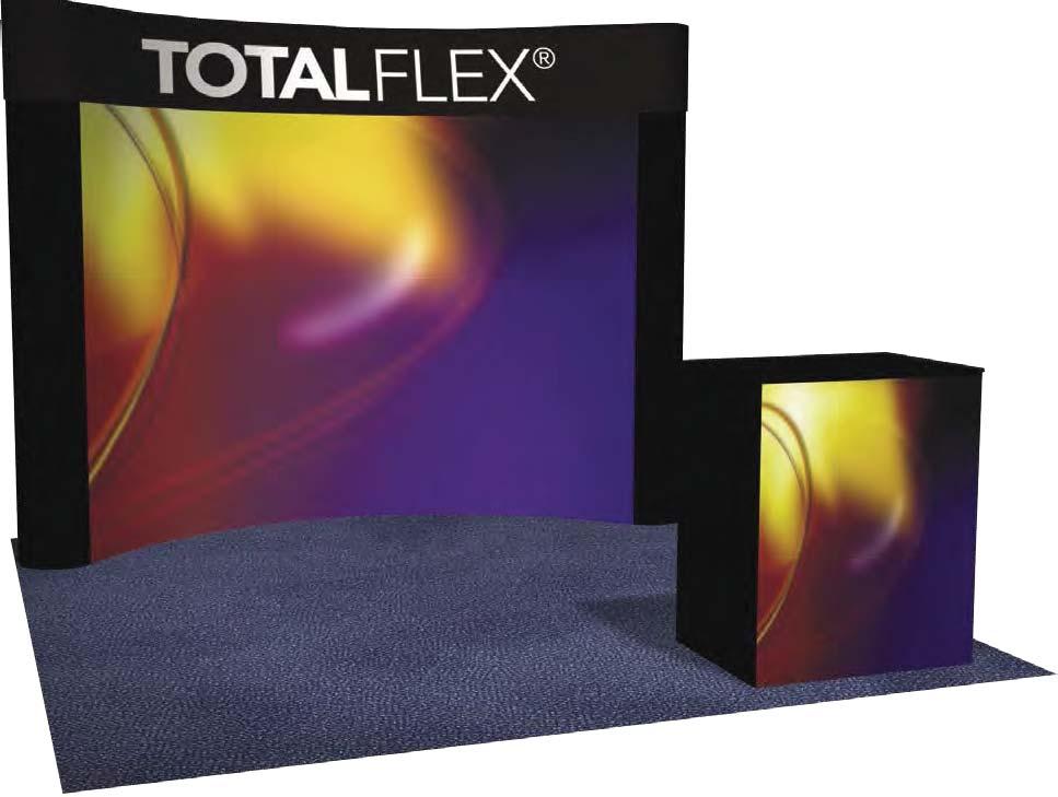 TOTALFLEX The TotalFlex solution is the most versatile exhibit option available: Floor unit cases easily convert into a podium. Velcro-compatible fabric panels available in a wide selection of colors.