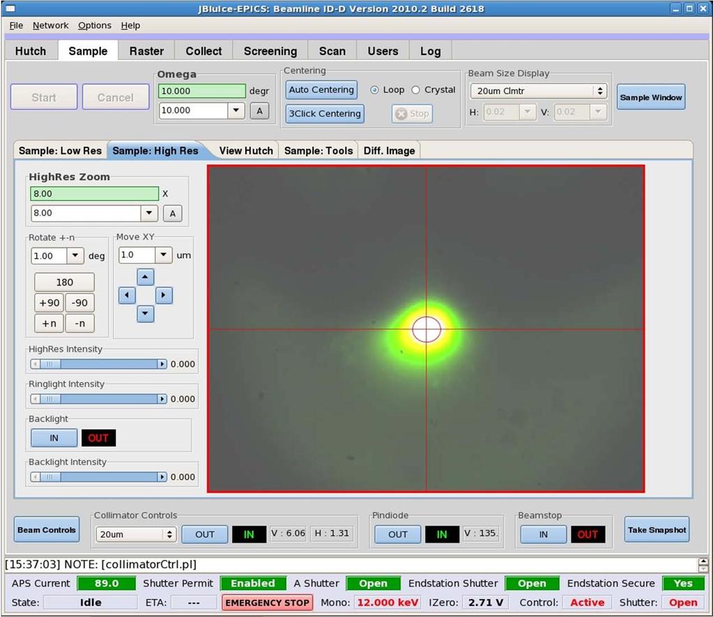 Rapid beam size selection pioneered at GM/CA JBluIce-EPICS GUI Beam size FWHM (μm) Intensity (Ph./sec) 20 x 65 2.0 x 10 13 20 1.0 x 10 12 10 5.