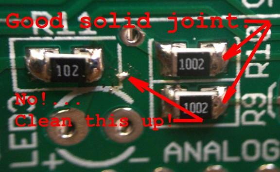 Page 3 Of 6 Hold the components and heat up the pad and the component together with the solder iron tip until it sweats or liquify the component should be tacked onto the pad now without moving.