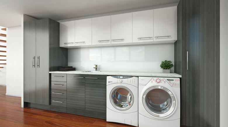 modular laundry system 3 Sleek and modern, this custom wall to wall laundry has all your storage covered with a vast array of cabinets for all your laundry requirements.