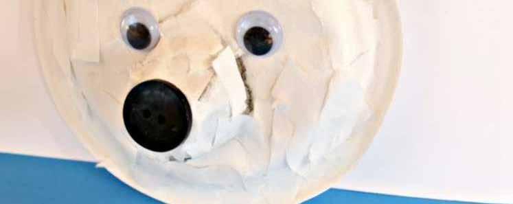 Polar Bear Craft paper plate sections of egg carton white paper glue buttons googly eyes CLICK FOR MORE DETAILS Glue one section of an egg carton onto the center of the