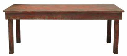 MDF Table, Distressed Red Finish,