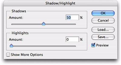 If the default adjustment doesn't show enough detail in the shadows, drag the Shadows slider to the right. 3 Evaluate the highlights.