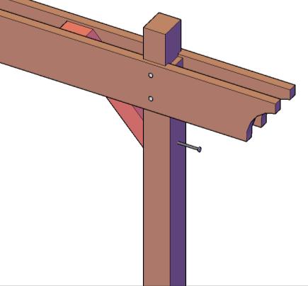 Step 7: Attach the knee braces to the post, supports and rafters as is