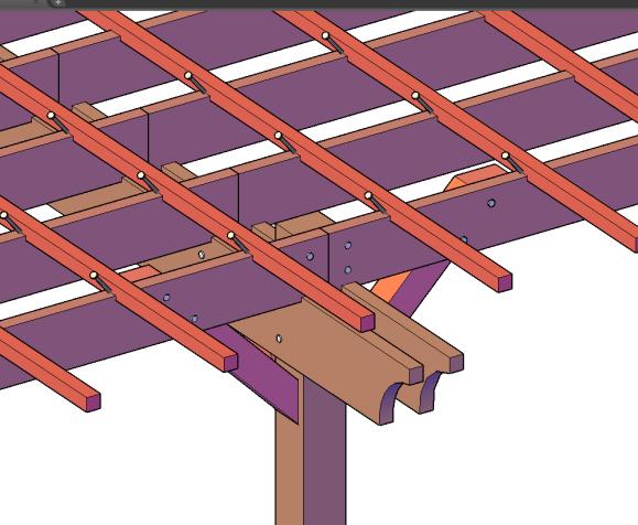 4 3 Screws Step 9: Use 3 screws (F) to attach the slats (7) to the rafters.