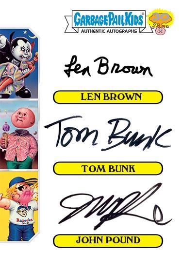 Cards with autographs of three different GPK artists Autographed Pen Relics: