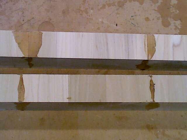 sides and top of the strips at each of the three glue joints.