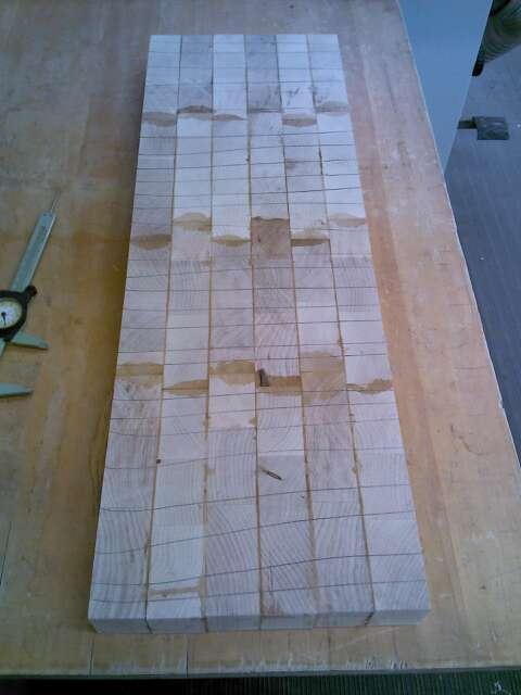 Step #17: Flatten the face of the sub assembly Now you have 6 rows glued together.