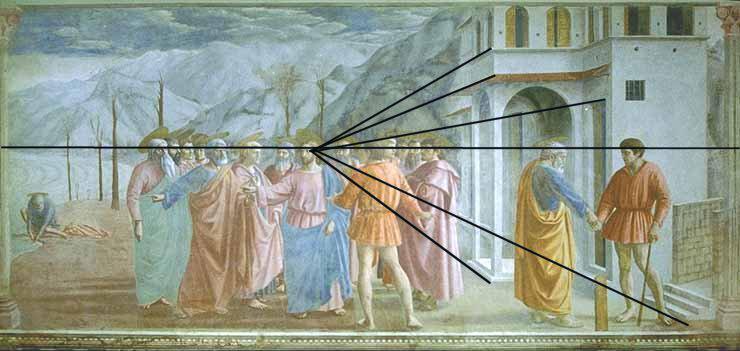 Girardi 4 Figure 1.4 Figure 1.4 reveals how Masaccio applied the elements of perspective in Tribute of Money.
