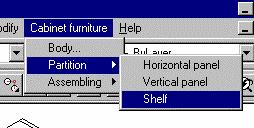 Generating the body of furniture In order to generate the body of the furniture, from the menu "Cabinet furniture", choose Body, that open the "Furniture design" dialog box as is shown in