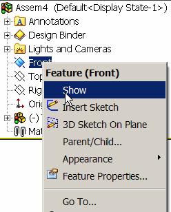 To float a part that has been fixed; Right-click the component in the graphics area, or the component s name in the Feature Manager design tree. Select Float from the pop-up menu.
