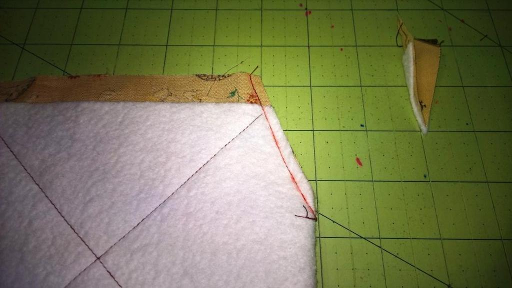 5 from the fold and on the long side measure down 3 from the top of fabric and draw a line.