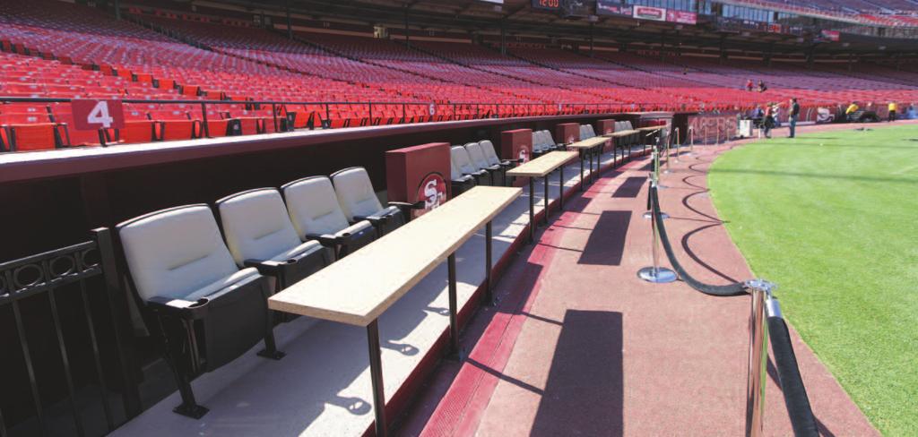 F I E L D The 49ers newest addition to Premium Seating at Candlestick Park, the Field Suites offer a unique perspective of the game and a front-row seat just steps from the field.