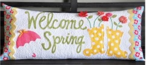 Welcome Spring! Bench Pillow Cover Learn fusible and machine appliqué techniques while creating interchangeable bench pillow covers each month.