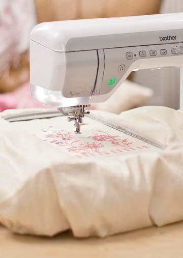 The simple slide-on frame mechanism lets you quickly attach and remove embroidery frames, whilst the automatic thread
