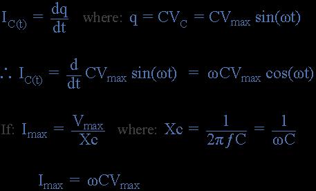 flowing into an AC capacitance will be defined as: Where: I C = V/(1/ωC)