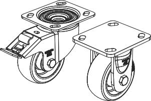 LB8C 4'' Casters 4'' Casters Caster: Core made of aluminium with a Besthane Soft polyurethane coating.