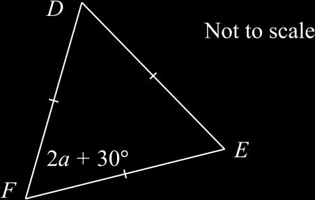 3 DEF is an equilateral triangle. DFE x 30. What is the value of a? 4 The product of the consecutive even numbers 8, 0 and is 960. Find three consecutive even numbers with a product of 480.