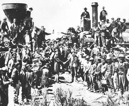 Railroads Span Time and Space -transcontinental railroad -completed May 10, 1869 -Central Pacific and Union Pacific Railroads met at Promontory