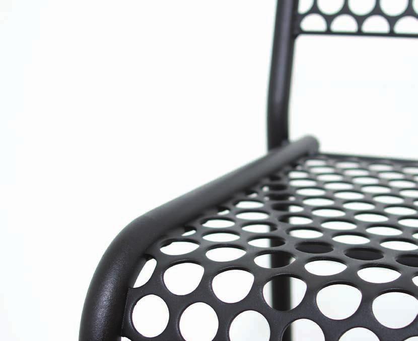 Signature Series BAR STOOL W/ BACK #1BSTLB000 15" 18" 37" 24" 29" MINIMAL VERSATILE COMFORTABLE SIMPLE Our all-steel Perforated Bar Stool with Back is a robust combination of 1 steel tube and bent