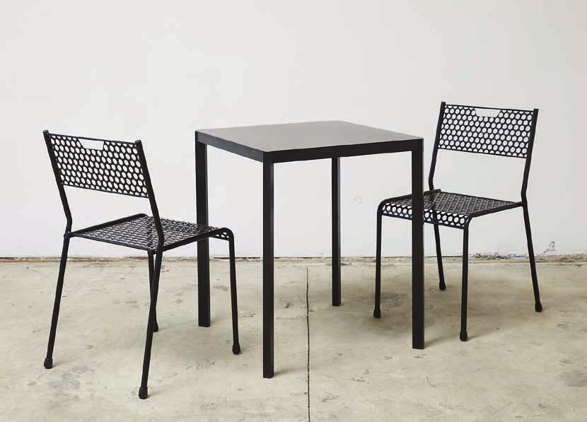 Solid Series CAFE TABLE #2SQTAB000 24" 24" 29" SIDE(S) LIGHTWEIGHT SIMPLE STURDY DURABLE A pared-down version of our Signature Dining Table, this Perforated Cafe Table is an ultra-durable, all-steel