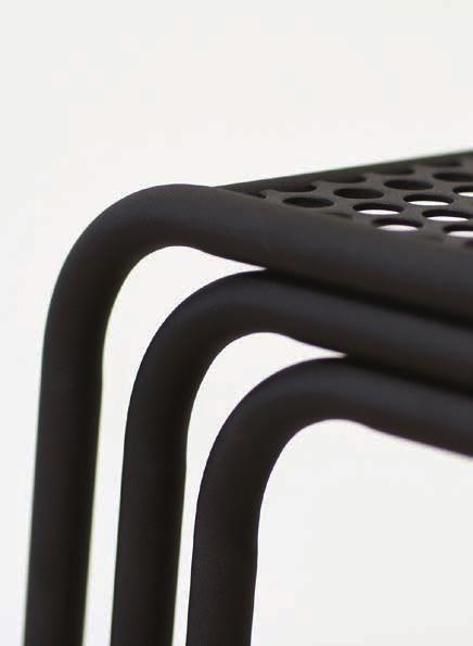Signature Series CAFE CHAIR #1CAFC000 18" 32" 32" STACKABLE DURABLE MINIMAL LIGHTWEIGHT Our all-steel Perforated Cafe Chair is a minimal design of 5/8 tube and perforated sheet metal (with 1/2