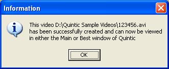 This file can now be copied onto a CD and viewed within any level of the Quintic software, including the player.