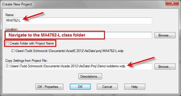 Uncheck the "Create Folder with Project Name" option since a folder already exist. 6.