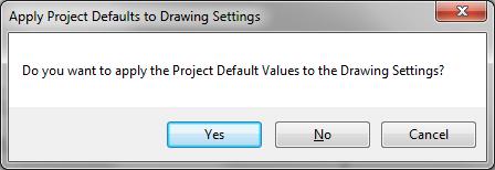 You will be asked if you want to Apply Project Defaults to Drawing Settings. Each ACE project and drawing have settings (properties) associated with it.