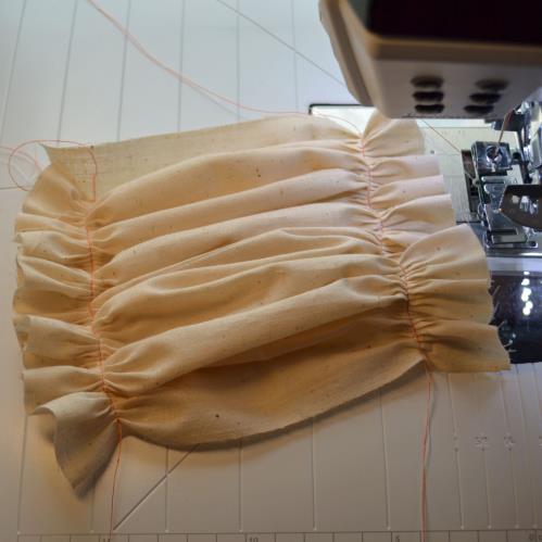 If you chose to ruffle Fabric E, take the folded